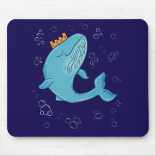 Koning Walvis met Kroon   Whimsische Oceaans Volks Muismat