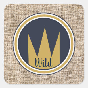 Koning Wild Thing Goud Kroon Burlap Verjaardagsfee Vierkante Sticker