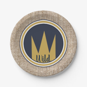 Koning Wild Thing Gouden Kroon Jute Verjaardagsfee Papieren Bordje