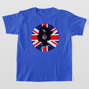 KONINGEEN MET HOOFDTELEFOONS (VLAGONTWERP VOOR HET T-SHIRT