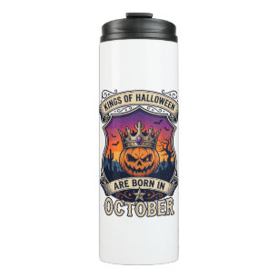 Koningen Halloween Zijn Geboren Oktober Kroon Pomp Thermosbeker