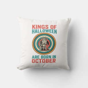Koningen van Halloween Oktober Verjaardag Vintage Kussen