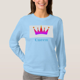 Koningin aangepaste tekst kroon afbeelding lichtbl t-shirt