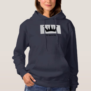 Koningin aangepaste tekst kroon hoodie NavyBlue sw