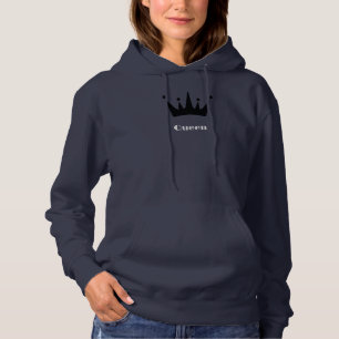 Koningin aangepaste tekst Zwarte Kroon Navy Blauwe Hoodie