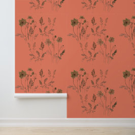 Koningin Anne's kant op (zalm) Behang