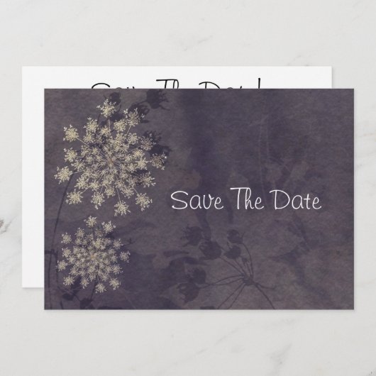 Koningin Anne's Lace Paars redt de datum Save The Date (Voorkant / Achterkant)
