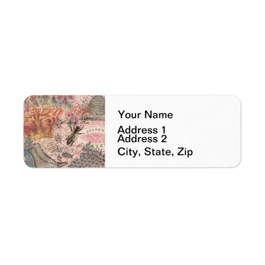 Koningin Bee  Beauful Collage Etiket (Voorkant)