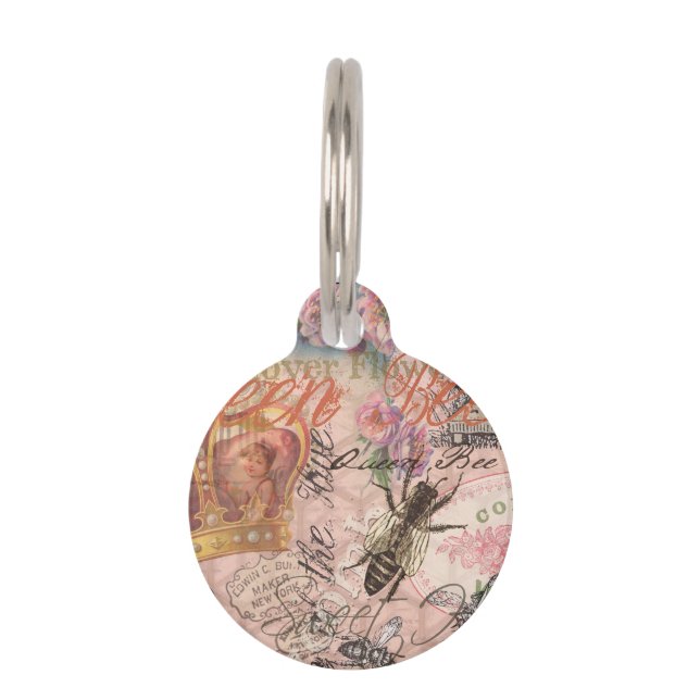 Koningin Bee  Beauful Collage Huisdierpenning (Voorkant)