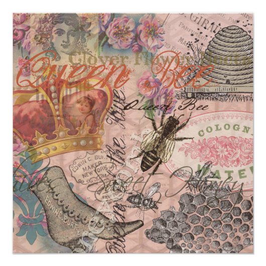 Koningin Bee  Beauful Collage Perfect Poster (Voorkant)