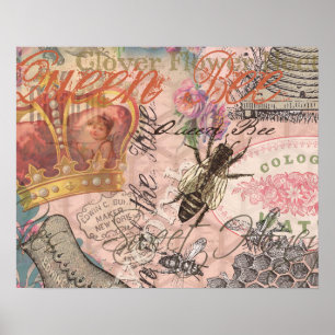 Koningin Bee  Beauful Collage Poster