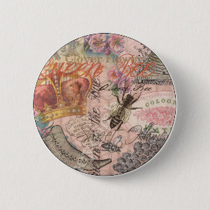 Koningin Bee Beauful Collage Ronde Button 5,7 Cm