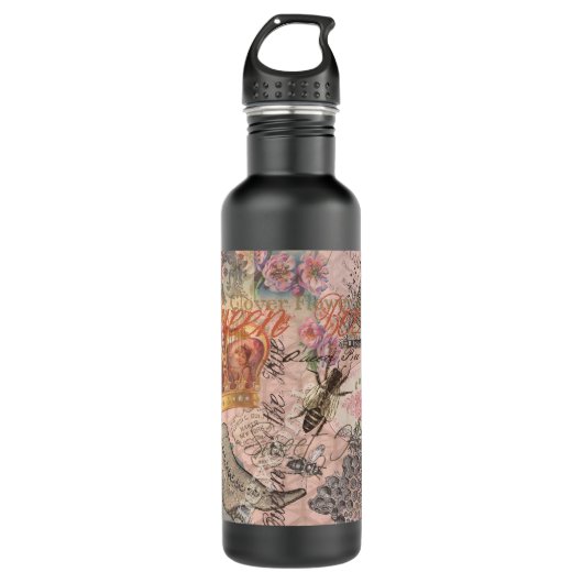 Koningin Bee  Beauful Collage Waterfles (Voorkant)