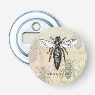 Koningin Bee Bug Insecten Bijen Illustratie Button Flesopener