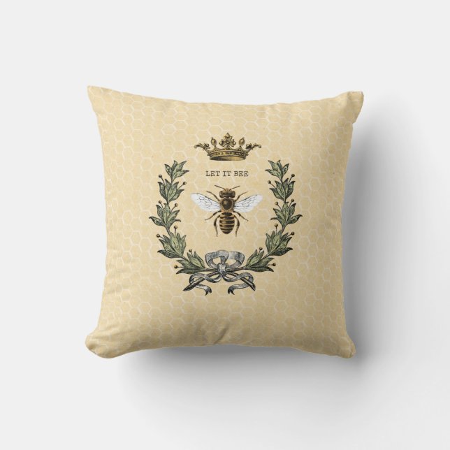  koningin Bee Crown en Wreath Kussen (Voorkant)