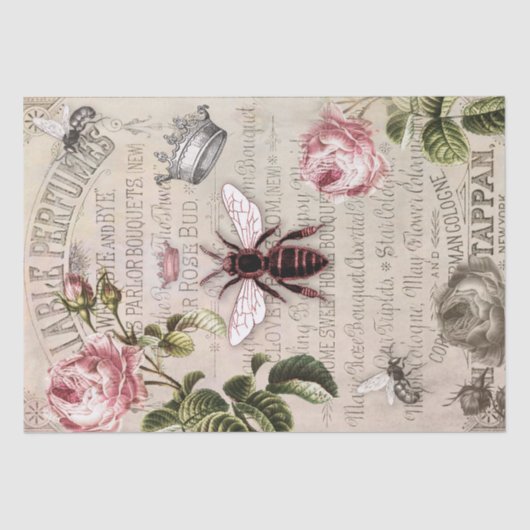 Koningin Bee French Perfume Roos Bud ad  Tissuepapier (Voorkant)