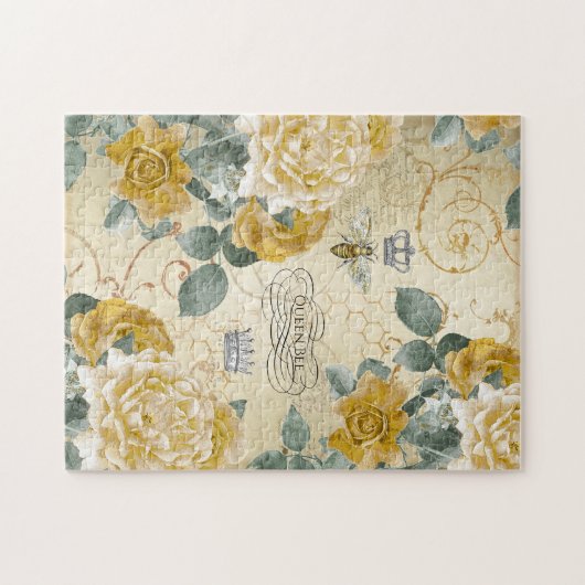 koningin Bee Golden Rozen Floral Legpuzzel (Horizontaal)