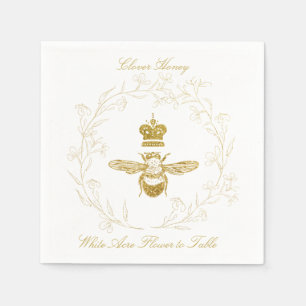Koningin Bee in Floral Wreath Paper Napkin Servet