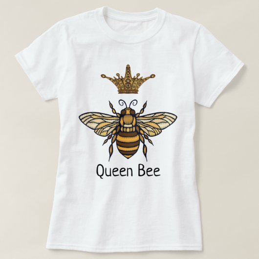Koningin Bee met Fancy Kroonschotel T-shirt (Design voorkant)