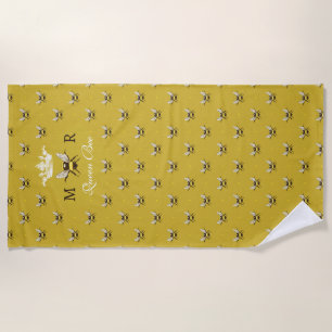 Koningin Bee Modern Monogram Beach Towel Strandlaken