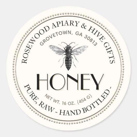 Koningin Bee Raw Hand Bottled Honey Sticker (Voorkant)