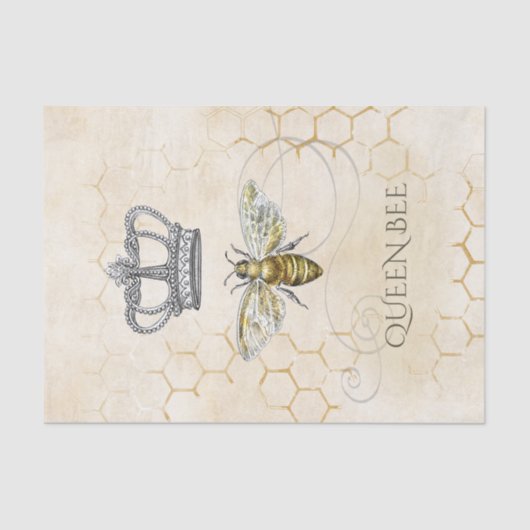  koningin Bee Royal Crown Gold Honeycomb Tissuepapier (Voorkant)