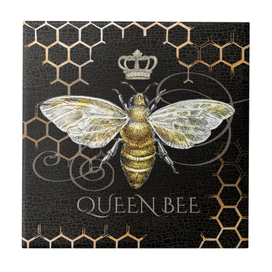 koningin Bee Royal Crown Honeycomb Tegeltje (Voorkant)