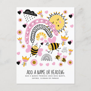 Koningin BEES Cute BFF, Baby Girl, Girly Gifts Pin Briefkaart