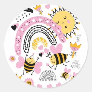 Koningin BEES Cute BFF, Baby Girl, Girly Gifts Pin Ronde Sticker