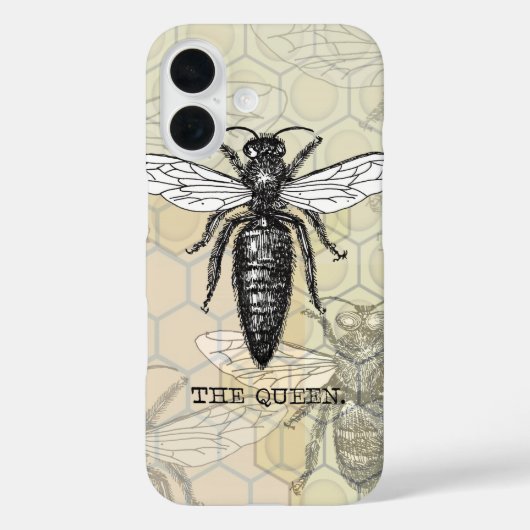Koningin Bij Insect Antieke Illustratie Case-Mate iPhone Case (Achterkant)
