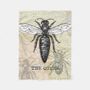 Koningin Bij Insect Antieke Illustratie Fleece Deken