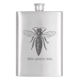Koningin Bij Insect Antieke Illustratie Heupfles