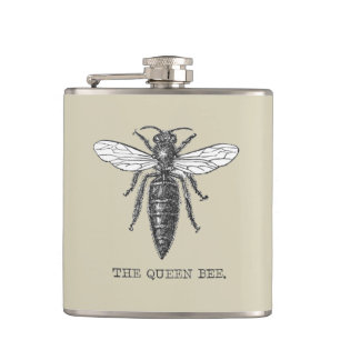 Koningin Bij Insect Antieke Illustratie Heupfles