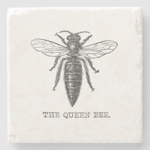 Koningin Bij Insect Antieke Illustratie Stenen Onderzetter