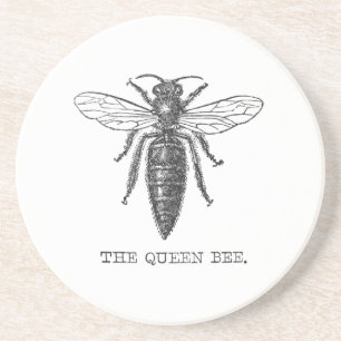 Koningin Bij Insect Antieke Illustratie Zandsteen Onderzetter