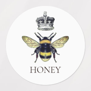 Koningin Bij & Kroon Witte Honing Labels
