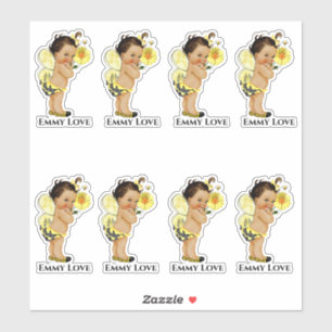 Koningin Bij Meisje Vleugels Geel Zwart Strepen St Sticker