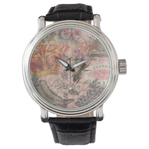 Koningin Bij Vintage Mooie Collage Horloge