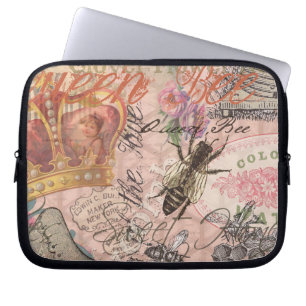 Koningin Bij Vintage Mooie Collage Laptop Sleeve