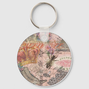 Koningin Bij Vintage Mooie Collage Sleutelhanger