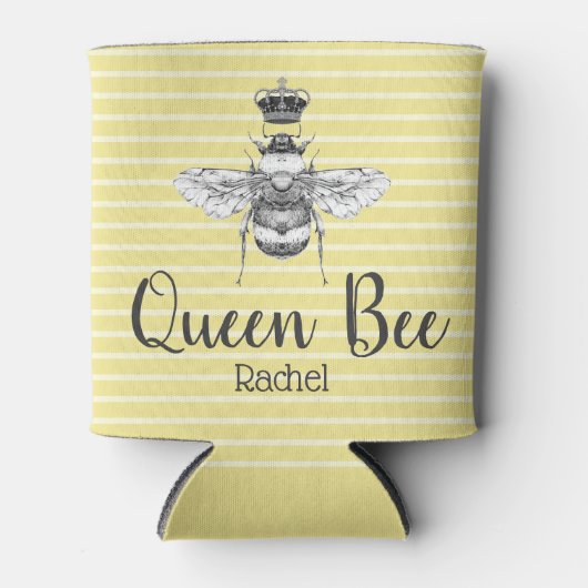  koningin, bijen en stripes | Gepersonaliseerd Blikjeskoeler (Voorkant)