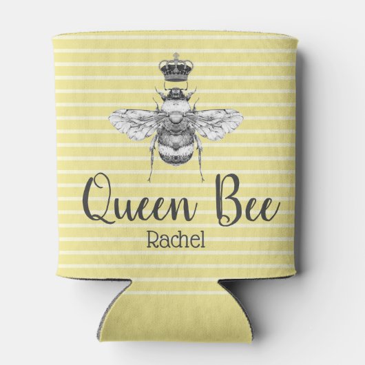  koningin, bijen en stripes | Gepersonaliseerd Blikjeskoeler (Achterkant)