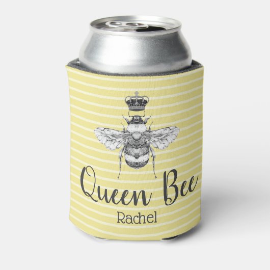 koningin, bijen en stripes | Gepersonaliseerd Blikjeskoeler (Blikje Achterkant)