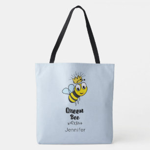 Koningin-bijen-stommel met kroongepersonaliseerd tote bag