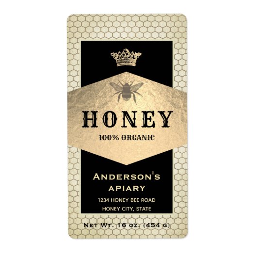  koningin bijenkoningin honingpot etiket (Voorkant)