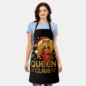 Koningin Claus Santa Afro-Amerikaanse Kerstmis Vro Schort (Gedragen)