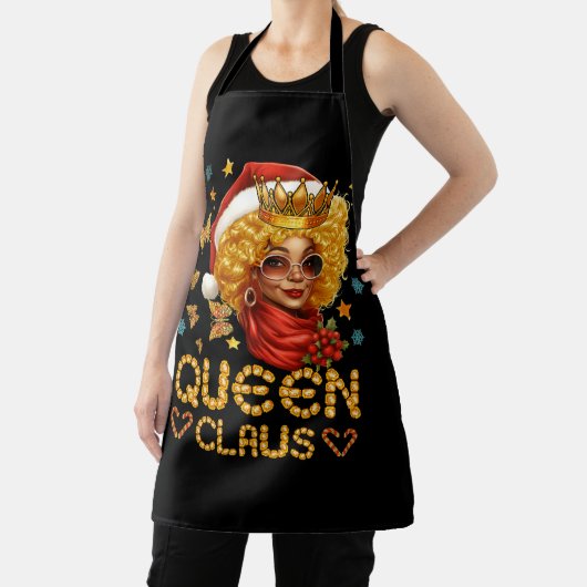 Koningin Claus Santa Afro-Amerikaanse Kerstmis Vro Schort (Insitu)
