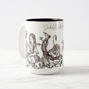 Koningin Croquet Flamingo   Vintage Alice Kunst Tweekleurige Koffiemok