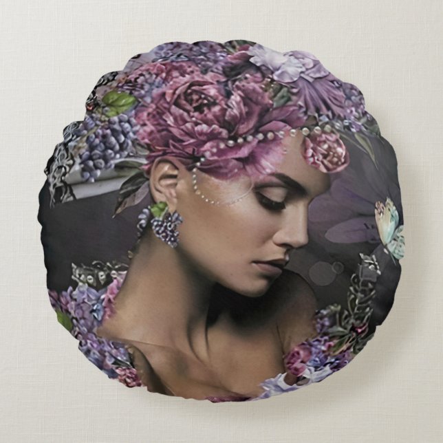 koningin der bloemen rond kussen (Voorkant)