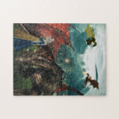 Koningin Draken Wyvern Vuur Ademend Kasteel Legpuzzel (Horizontaal)